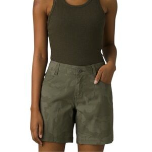 Prana Halle Women's High-Waist Camo Shorts in Olive
